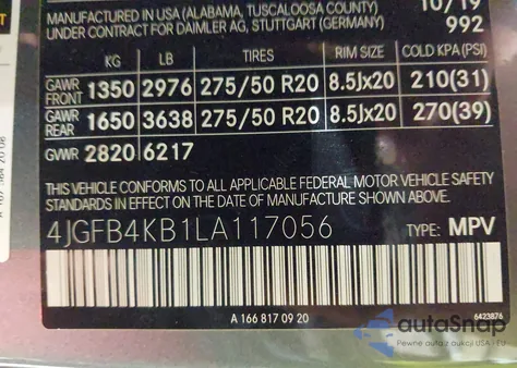 2020 Mercedes-Benz Gle 350 4Matic z USA, uszkodzony, nr VIN 4JGFB4KB1LA117056